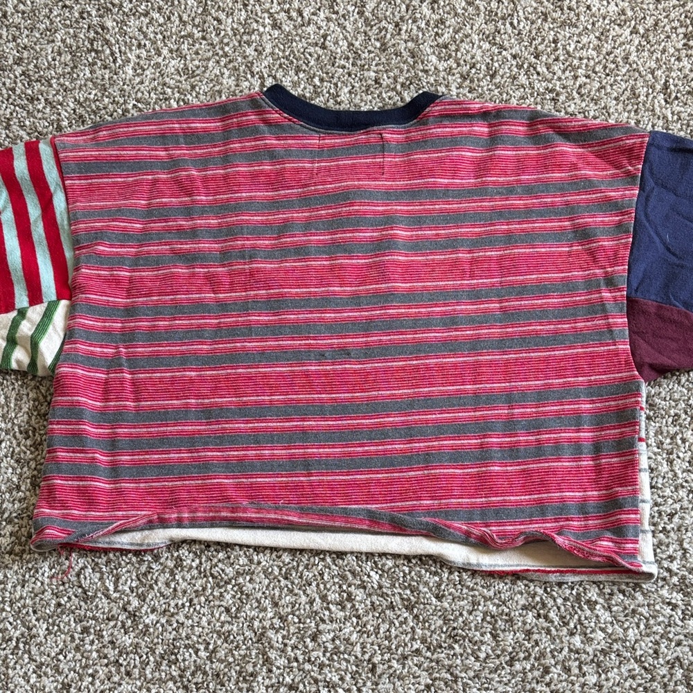Striped Patchwork Cropped Rugby Shirt - Picture 4 of 5